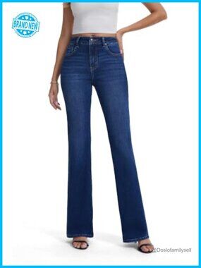 Women's High Rise Wide Leg Baggy Stretchy Loose Flare Denim Jeans